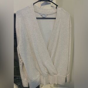 Athleta Purana V Neck Wrap Sweater Size Small Color Fog Heather Gray